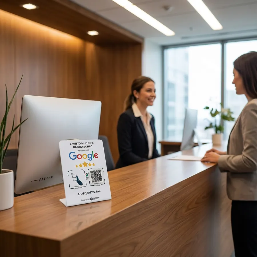 NFC табела на рецепция в офис